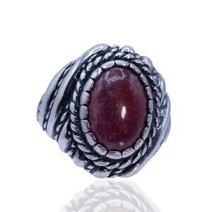 Carolyn Pollack Relios American West Sterling Silver Rhodonite Dome Ring, Sz. 7